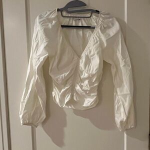 Reformation Cream Ruched Blouse